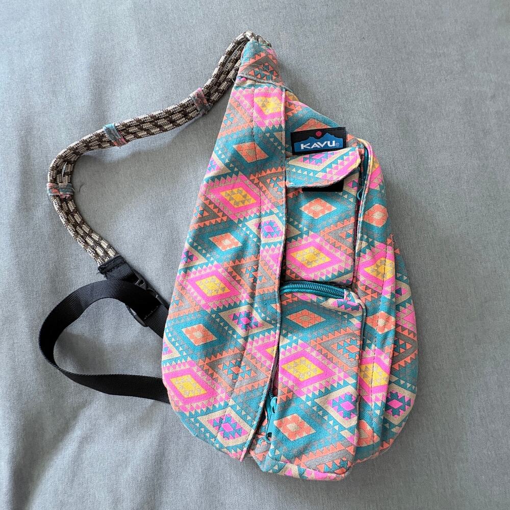 KAVU Aztec SlingBag Crossbody Backpack Multicolor Rope Shoulder Strap Adjustable